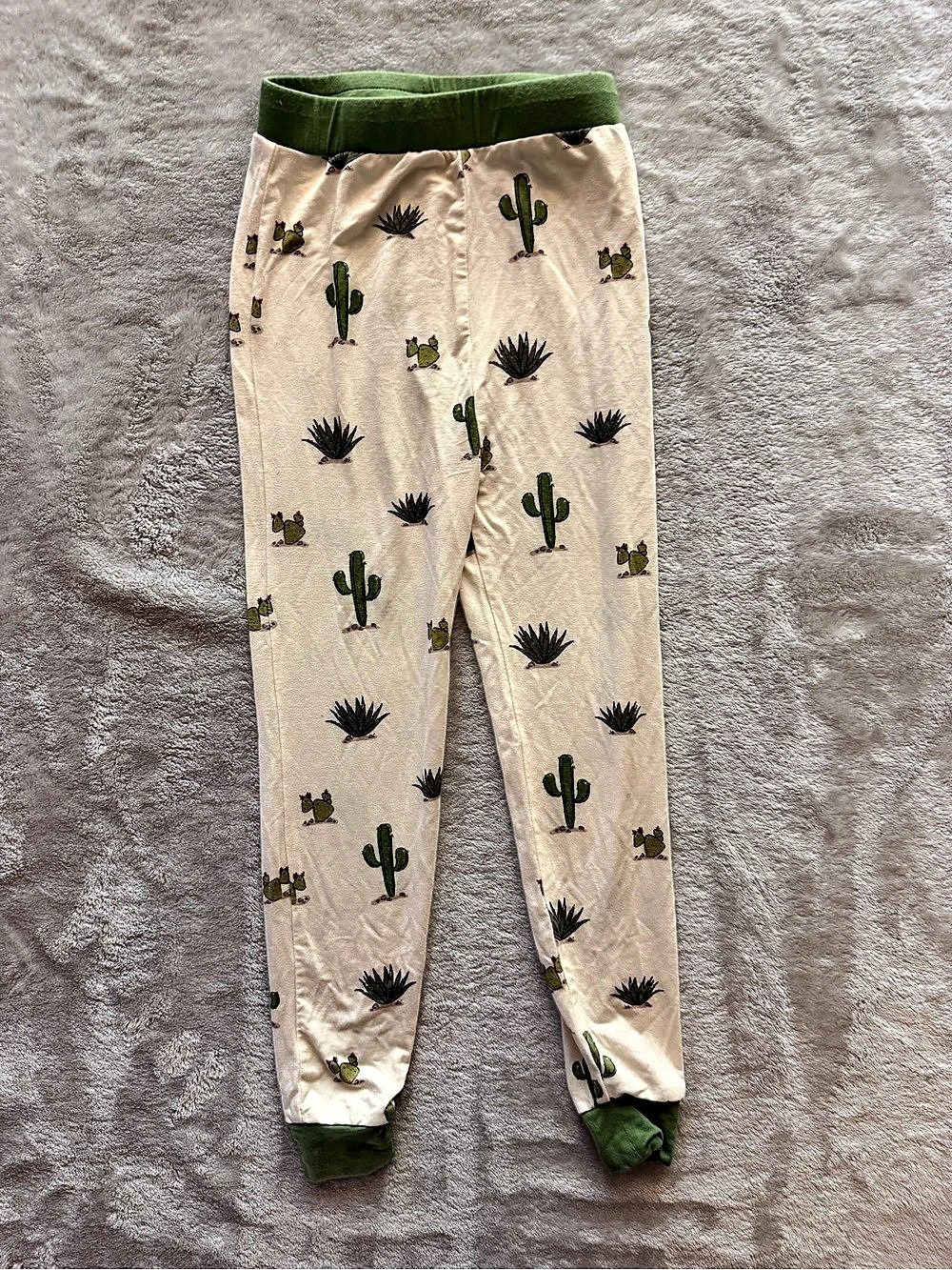 The Over Company Cactus Cuddles Bamboo Pajama Pants Leggings Cream & Green 2T